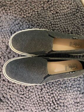 Keds Charcoal Gray Slip-On Canvas Sneakers with White Trim